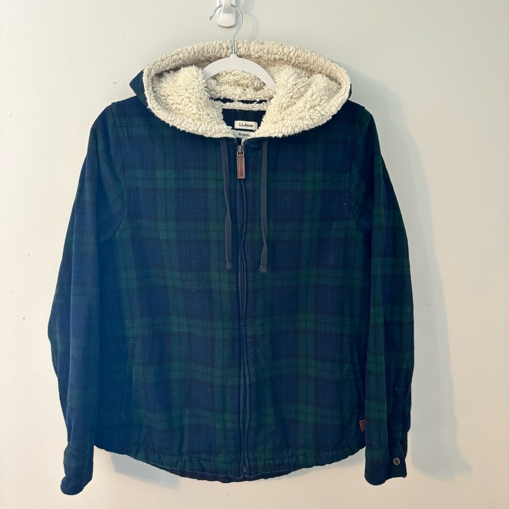L.L. Bean Sherpa-Lined Flannel Jacket | Size Medium